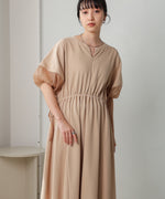 2way sleeve organdy flare onepiece