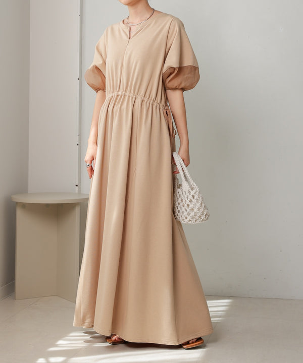 2way sleeve organdy flare onepiece