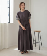 2way sleeve organdy flare onepiece