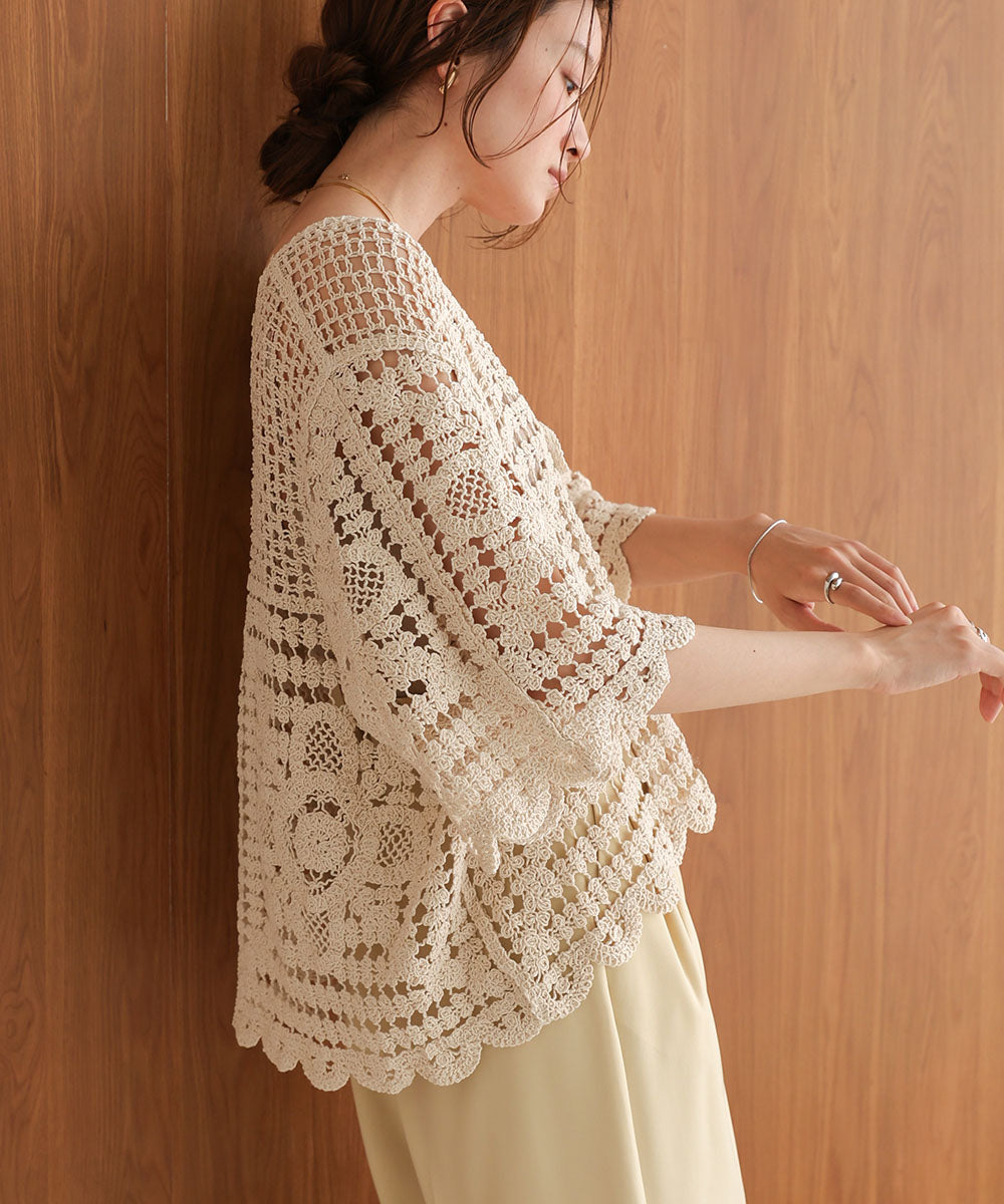 crochet short sleeve cardigan – Bab