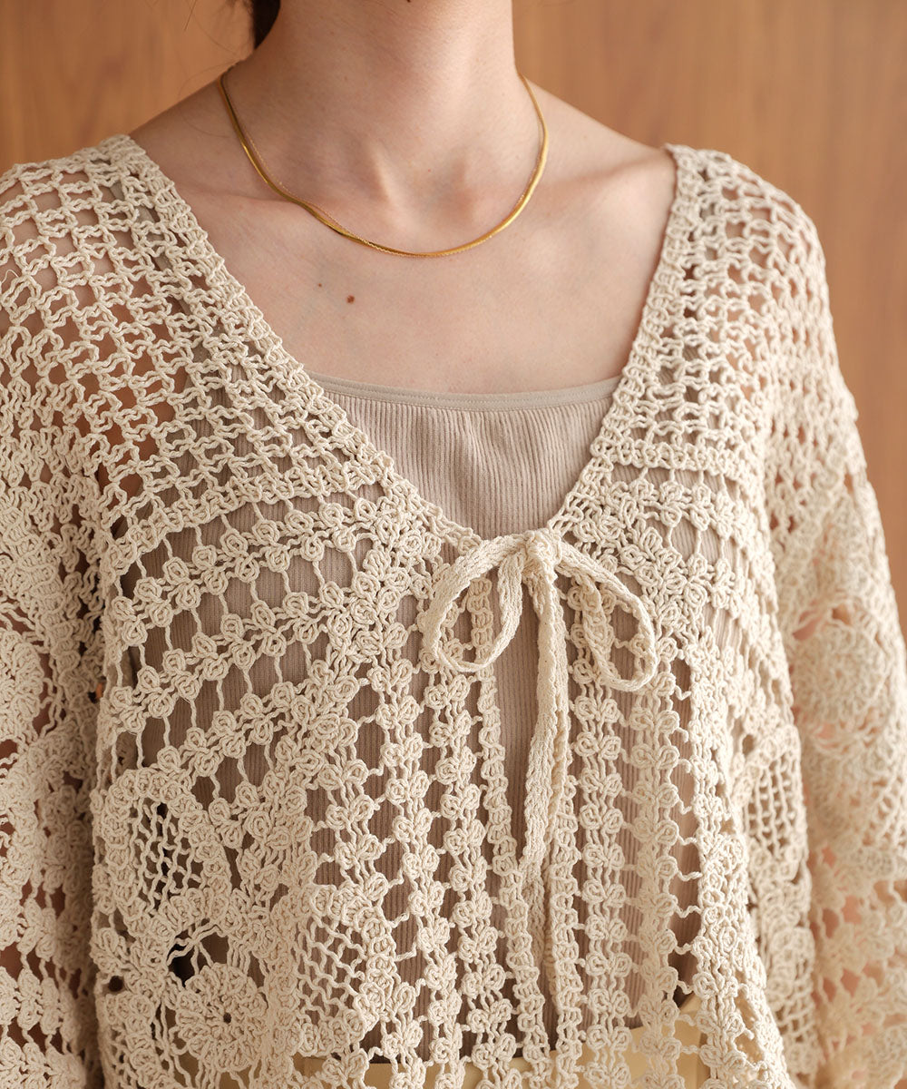 【2024SS】クロシェ半袖カーディガン