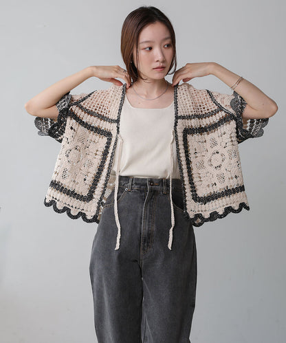 crochet short sleeve cardigan
