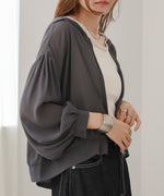 zip sheer blouson with hood