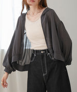 zip sheer blouson with hood
