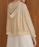 zip sheer blouson with hood