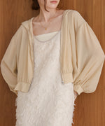 zip sheer blouson with hood
