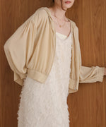 zip sheer blouson with hood
