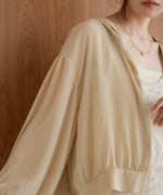 zip sheer blouson with hood