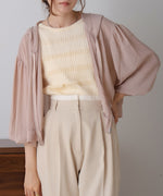 zip sheer blouson with hood