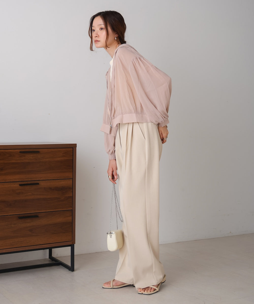 zip sheer blouson with hood