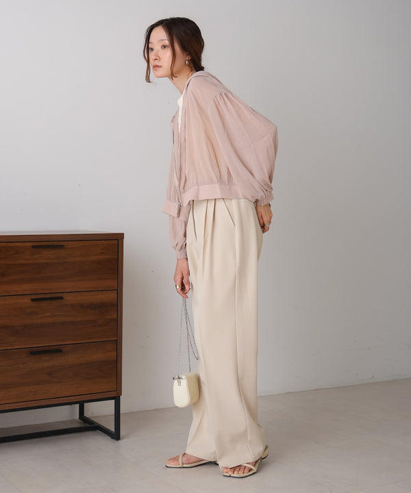 zip sheer blouson with hood