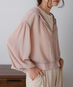 zip sheer blouson with hood