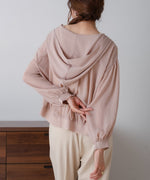 zip sheer blouson with hood