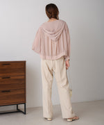 zip sheer blouson with hood