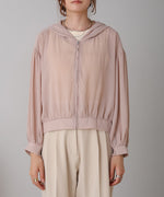 zip sheer blouson with hood