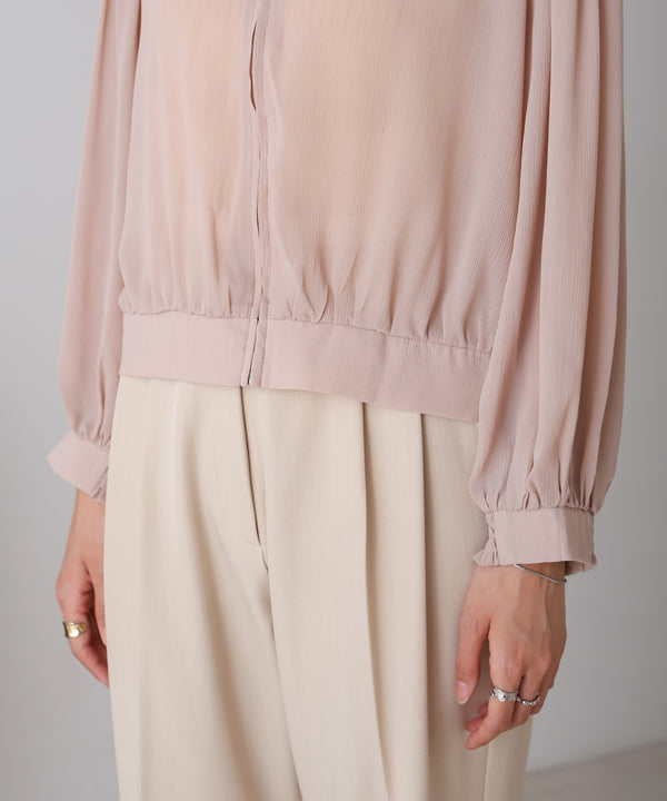 zip sheer blouson with hood