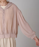 zip sheer blouson with hood