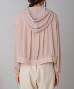 zip sheer blouson with hood
