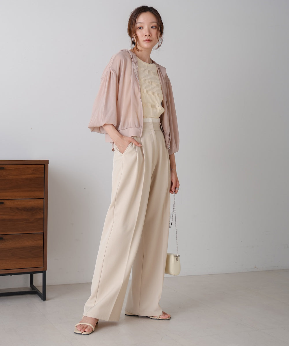 zip sheer blouson with hood