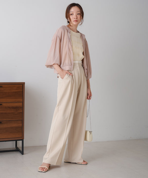 zip sheer blouson with hood