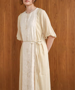 HALF SLEEVE JACQUARD SWITCHING ONEPIECE