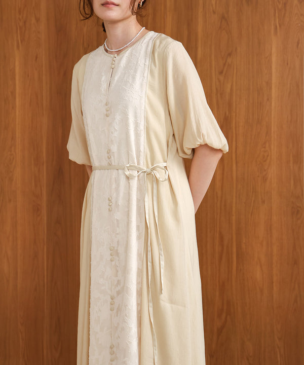 HALF SLEEVE JACQUARD SWITCHING ONEPIECE