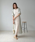 HALF SLEEVE JACQUARD SWITCHING ONEPIECE