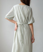 HALF SLEEVE JACQUARD SWITCHING ONEPIECE