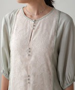 HALF SLEEVE JACQUARD SWITCHING ONEPIECE