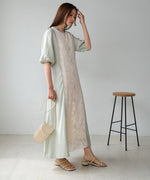 HALF SLEEVE JACQUARD SWITCHING ONEPIECE