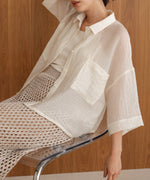 シアーショートシャツブラウス