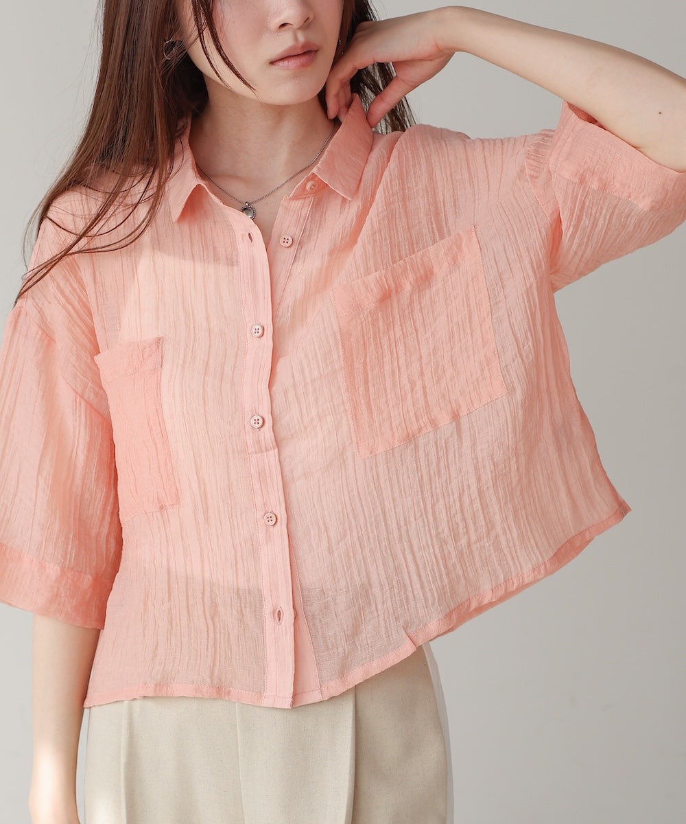 シアーショートシャツブラウス