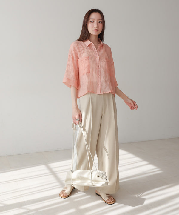 シアーショートシャツブラウス