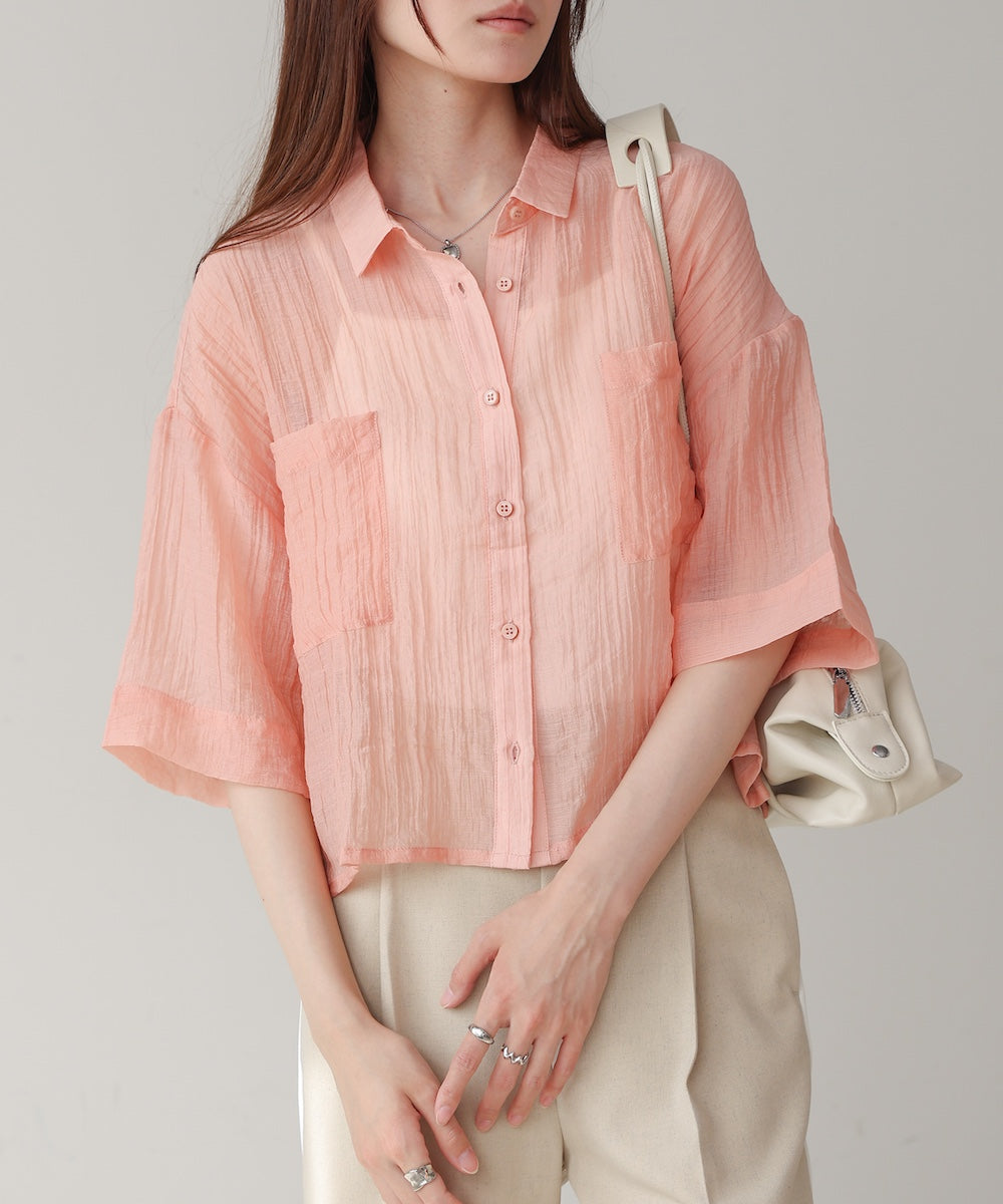 シアーショートシャツブラウス