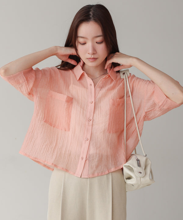 シアーショートシャツブラウス