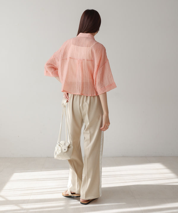 シアーショートシャツブラウス