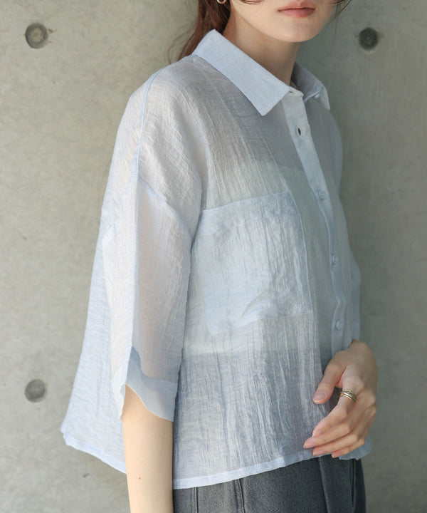 シアーショートシャツブラウス