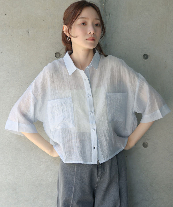 シアーショートシャツブラウス