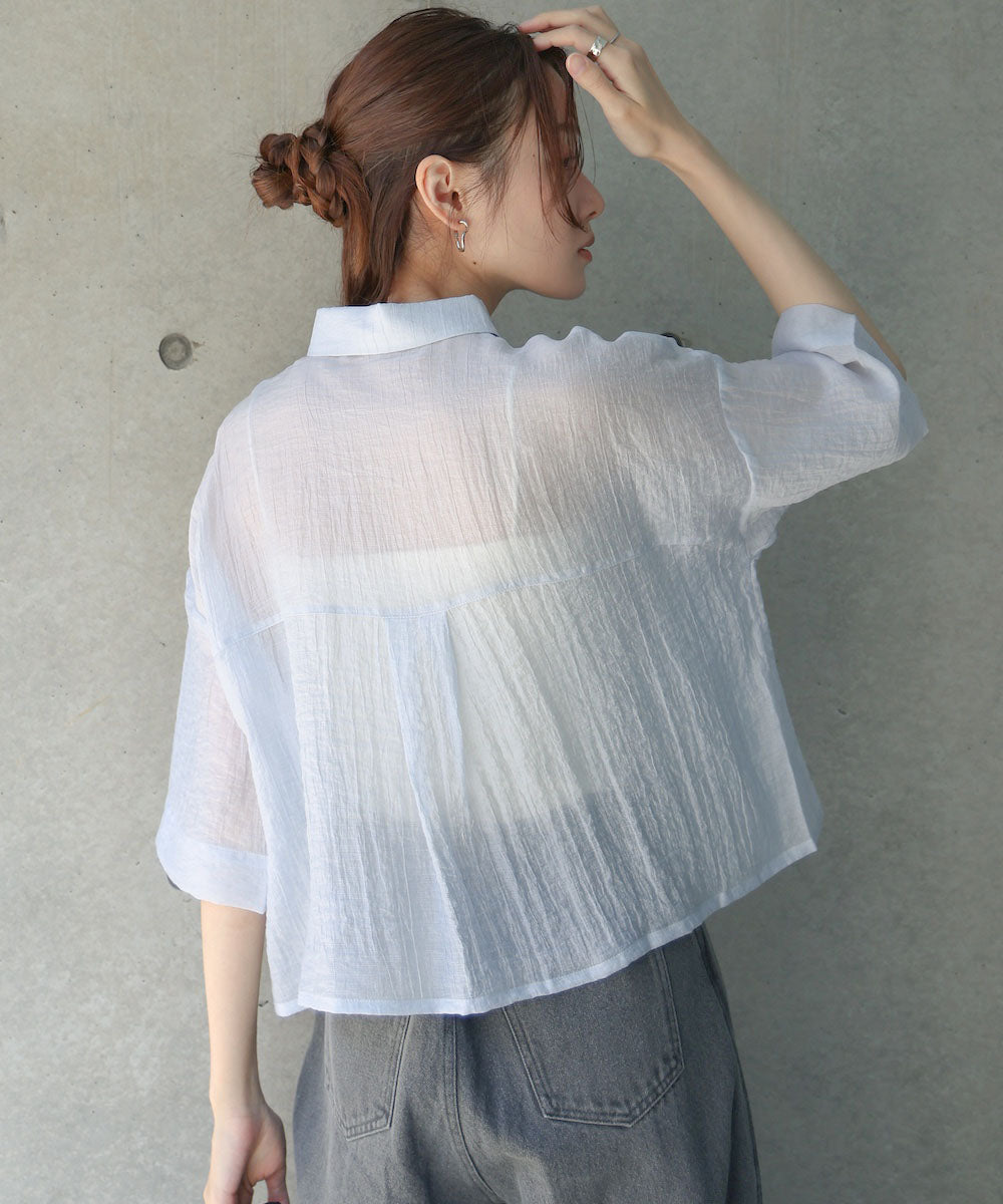 シアーショートシャツブラウス