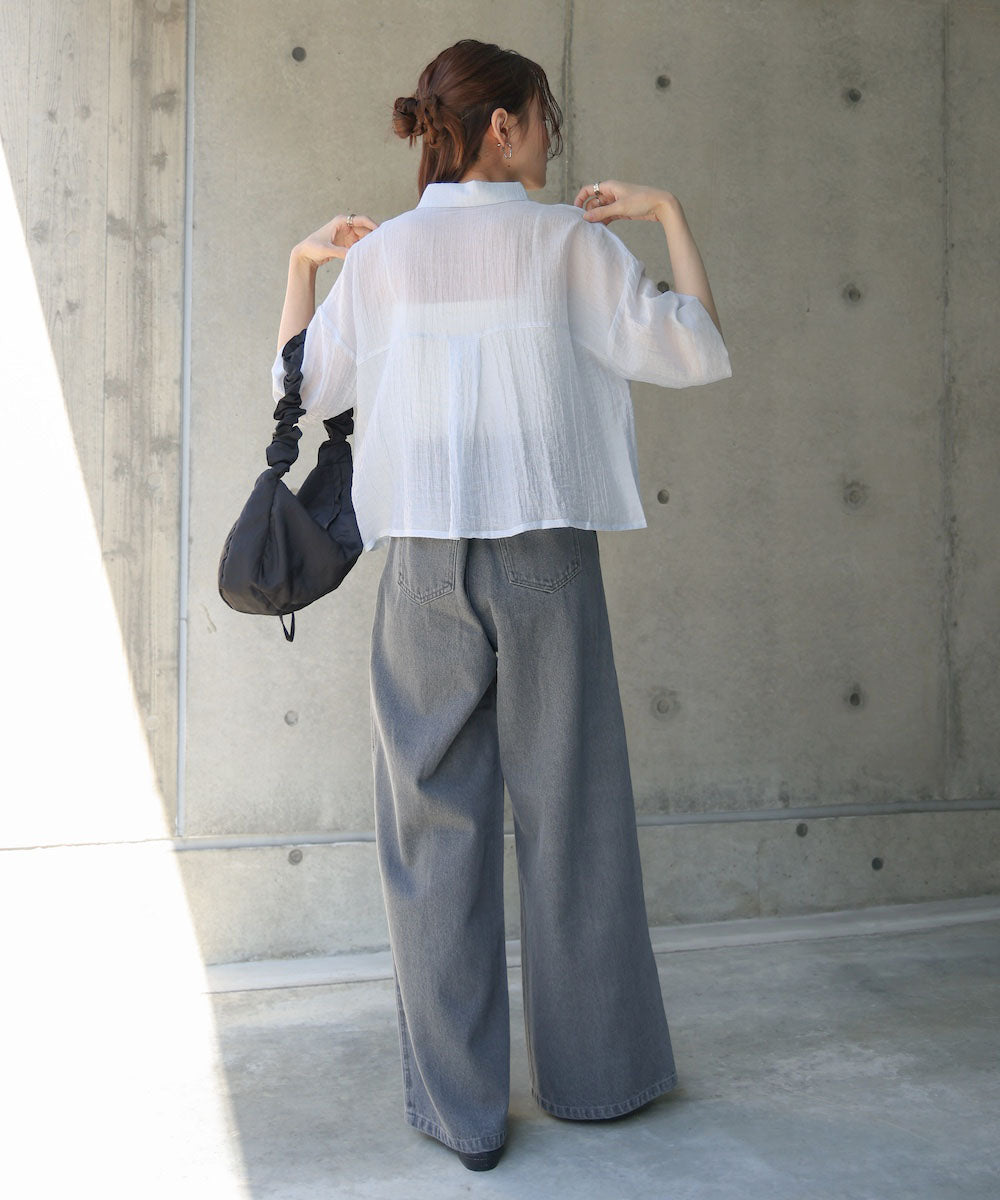 シアーショートシャツブラウス