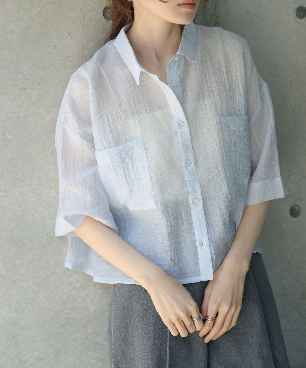 シアーショートシャツブラウス