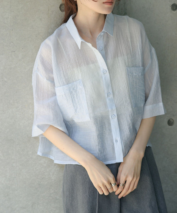 シアーショートシャツブラウス