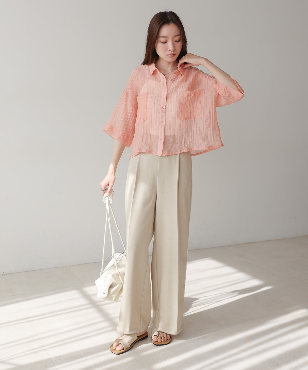 シアーショートシャツブラウス