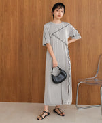 mellow switching striped pleated onepiece