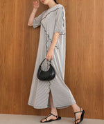 mellow switching striped pleated onepiece