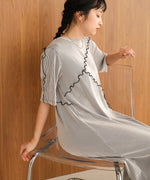 mellow switching striped pleated onepiece