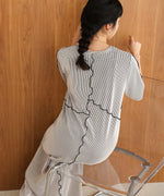 mellow switching striped pleated onepiece