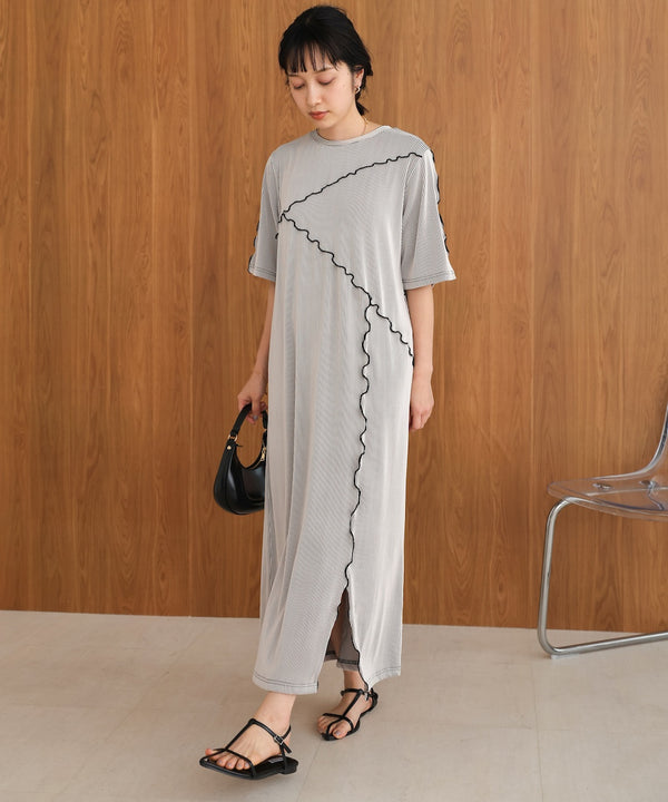 mellow switching striped pleated onepiece