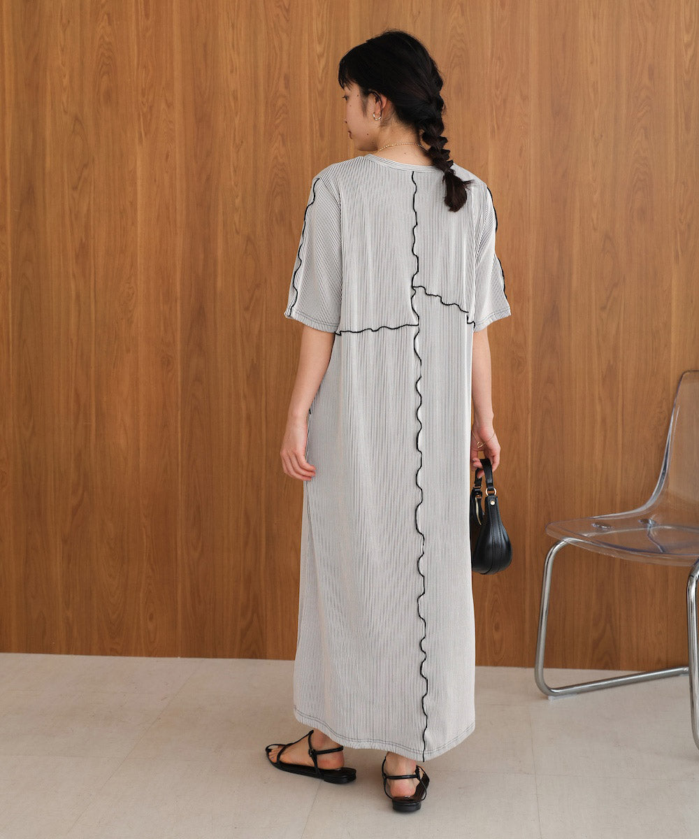 mellow switching striped pleated onepiece