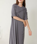 mellow switching striped pleated onepiece